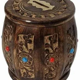 queen art handicrafts Antique Wooden Money Bank Cash Box image 1