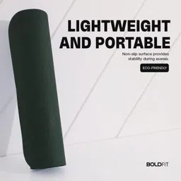 boldfit Yoga Mat For Men Women & Kids Eva Exercise Mat For Gym With Cover Strap Mattress Green 4 mm Yoga Mat image 4