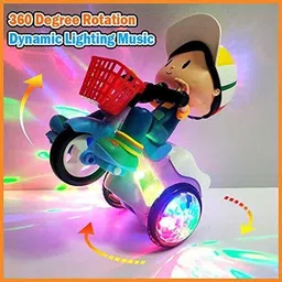 arniyavala Stunt Tricycle Bump and Go Toy with 4D Lights, Dancing Toy, Battery Operated Toy Tricycle image 5