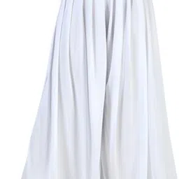 Women Flared White Lycra Blend Trousers-image-12