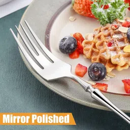 oicia Silver Table Forks, Salad Forks for Dining Table, Cutlery Fork, Dessert Fork Stainless Steel Dinner Fork Set image 3