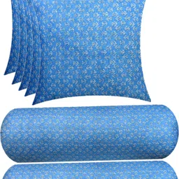 swikon star Combo Set of 2 Bolster And 5 Microfibre Floral Cushion Pack of 7-picture-24