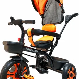 kidsmate Champ Canopy Tricycle for kids |Plug N Play Baby Tricycle with Safety Guard Rail |Parental Control | Fabric Cushion Seat & Bell for 12 Months to 48 Months Tricycle-picture-22