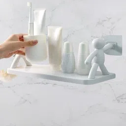 shreejee Self Adhesivecute Floating Shelves Wall Shelf for Home, Office & Kitchen X2.421 Plastic Wall Shelf image 2