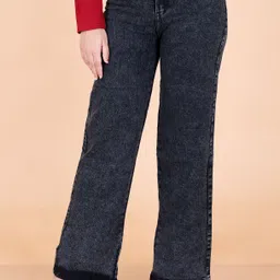 turningfashion Women Boyfriend High Rise Black Jeans image 1