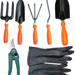 jetfire Gardening Tools Set of 5 With Pruner & Multipurpose Gloves Black Garden Tool Kit-picture-18
