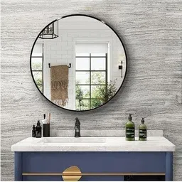 krelix 24" x 24" Glass Round Decor Wall Mounted For Bedroom, Bathroom and living Room Bathroom Mirror-picture-32