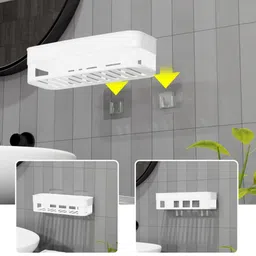 shrey Self Adhesive Multi-Purpose Wall Hanging BATHROOM floating Shelf 1.1 Plastic Wall Shelf image 2