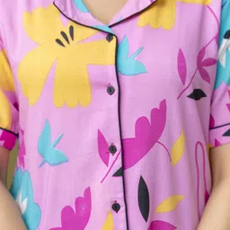 trinabh Women Shirt & Pyjama set Multicolor, Purple Printed image 4