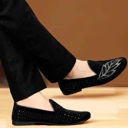 luvleo Men’s Stylish Loafers, Partywear Slip-On Shoes for Men,Casual Wedding Shoe Black Loafers For Men image 4