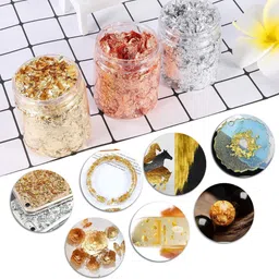 oytra Gilding Flakes Set of 3 Silver Gold Foil for Resin Art Crafts Cake Decor image 3
