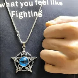 rappersshop Blue Evil Eye Pendant with Round Box Chain – Stainless Steel Necklace Sterling Silver Stainless Steel Pendant Set image 2