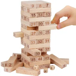 bogenlite 47 Wooden Building Blocks with Wooden dice Jenga Learning Game- 13 cm-picture-11