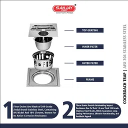 sanjay chilly Floor Stainless Steel Push Down Strainer image 3