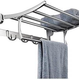 smart slide High Grade Stainless Steel Folding 18 inch Towel Rack For Bathroom Silver Towel Holder image 1