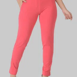 Dollar Missy Women's Cotton Four-Way Stretchable Kurti Pant Women Slim Fit Pink Cotton Blend Trousers-picture-13