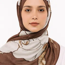 hijab Printed Viscose Women Brown Faux Turtleneck Neck Cover, Scarf, Bluetooth Scarf, Fancy Scarf, Stole-picture-43