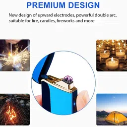 Kingdom ™ Tesla Coil Lighter Double Arc With 4 LED Color Battery Indication & Micro USB Charging Cable| Heavy Metal Body Cigarette Lighter-picture-14