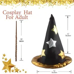 PopTheParty Cosplay Star Magician Party Wizard Hat With Harry Potter Wand image 2