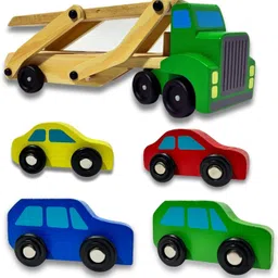 rainbowstore Wooden Truck and Cars Toy (1 Truck, 4 Cars) image 5