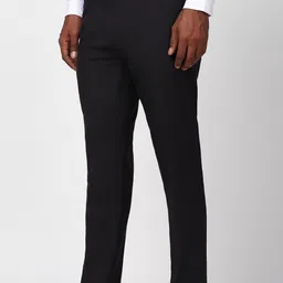 peter england Men Slim Fit Black Polyester Trousers image 3