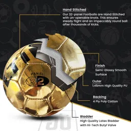 ultimate goal Golden PU Leather Football | Hand-Stitched | Premium Match Ball for Pro Players Football - Size: 5 image 3