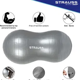 strauss Anti Burst Gym Ball Peanut Shape | Exercise Ball For Kids, 95X45 Cm (Grey) Gym Ball image 2