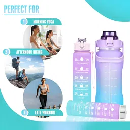 virtuous Leakproof Unbreabale BPA Free Travel & Gym Big Water Bottle set of 900ml+300ml+ 2000 ml Bottle image 4