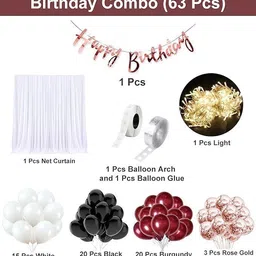 party midlinkerz Happy Birthday Decorations Combo Kit Net Curtain and Light For, Girls, Boys image 2
