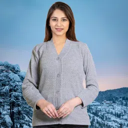 kamlaenterprise Women Solid V Neck Grey Sweater-picture-11