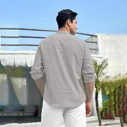 edn Men Solid Cotton Blend A-line Kurta image 2