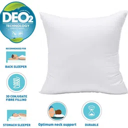 meefactory Microfibre Cushion Pack of 2 Solid Microfiber Square Cushion Pillow Fillers Inserts For Bed, Sofa image 3