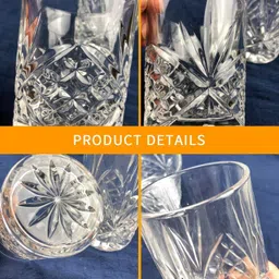 okechuku (Pack of 4) 101_New4_ CZ-K-Sparkle Whiskey Glass SET OF 4 Glass Set Water/Juice Glass image 4