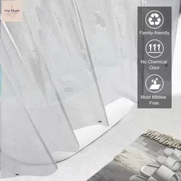 pop shade 213 cm (7 ft) PVC Transparent Shower Curtain Single Curtain image 4
