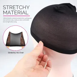 growth black Wigs Cap, , Stretchy Nylon Caps for Men/Women (Black)Extension Hair Extension image 5
