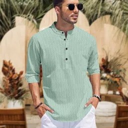 sopani Men Self Design Silk Blend Straight Kurta image 3