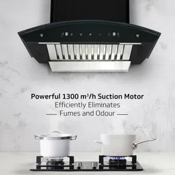 v-guard A10 BL180 Auto Clean 60cm | Touch & Gesture Control Wall Mounted Black 1300 CMH Chimney image 3