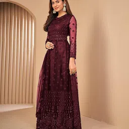 ishu fab Embroidered Net Semi Stitched Anarkali Gown image 4
