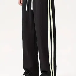 paralians Men Solid, Striped Black Track Pants image 4