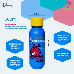 gluman Claro Mini Spiderman Frozen Cartoon Character Spout Lid 500ml Bottle (Pack of 2) 500 ml Water Bottles image 3