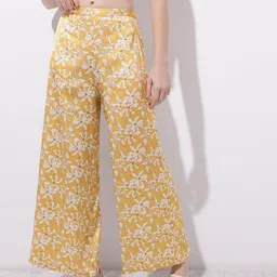 Women Regular Fit Yellow Polyester Trousers-image-0