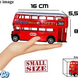 miniature mart Small Size Plastic Made Bombay Double Decker Bus Basic Quality Scale Model Bus With Pull Back & Go Wheel Toys (Replica Bus) | Made In India Toys |Toy Bus For kids | Use As Showpiece | Toy Bus For Boys | Safe Quality Toys For Children image 2