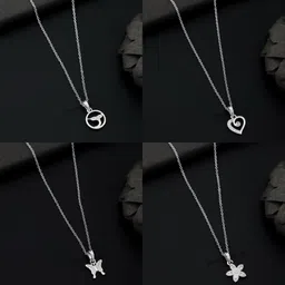 boghra sales combo pendant for girls Silver, Rhodium Diamond Silver, Alloy Pendant-picture-13