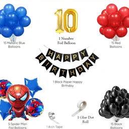 aoes Spider-Man Theme 10th Birthday Decoration Kit Red Blue Black Balloons for Boys image 2