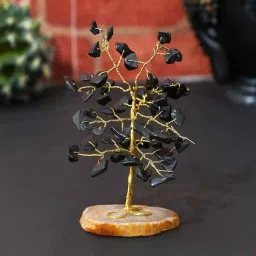 muren Tourmaline Black Stone With Agate Slice Base Vastu Good Fortune Crystal Tree for Home/Office D cor for Gift - 100 Beads-picture-10