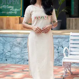 elepants Women Khadi Cotton Kurti Pyjama Set image 2