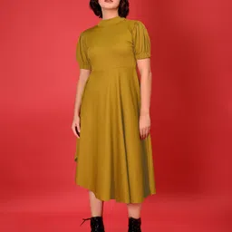 milost Women Asymmetric Yellow Knee Length Dress-picture-16