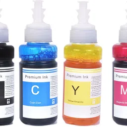 FINEJET Ink Compatible For Epson T664 L100 , L110 , L130 , L200 , Black + Tri Color Combo Pack Ink Bottle-image-0