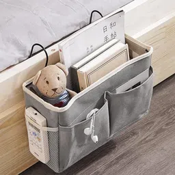 prodex Linen Bedside Caddy – Hanging Organizer with Multi Storage Pockets Accessories Organizer, Bedside Organizer, Bookcase Organizer, Handbag Organizer-picture-17