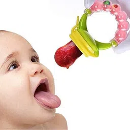 badal kidz BPA Free Silicone Food Nibbler for Fruit and Veggie with Rattle Handle Teether and Feeder image 2